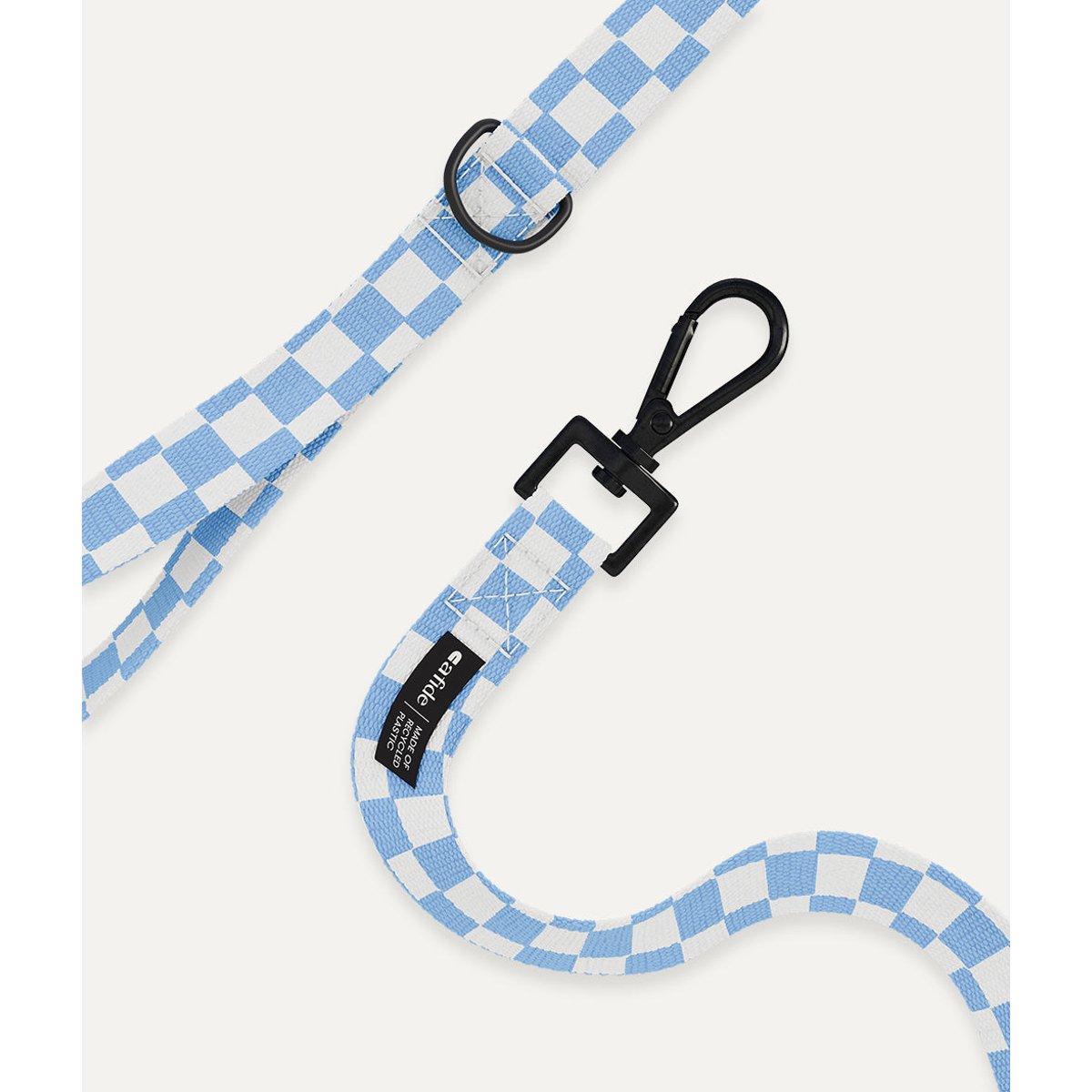 Laisse PET recyclé vichy design, JUNO bleu, CAFIDE