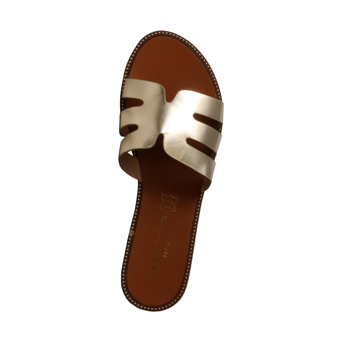 Mules Plates Cuir La Bottine Souriante Paris or, ENZA NUCCI