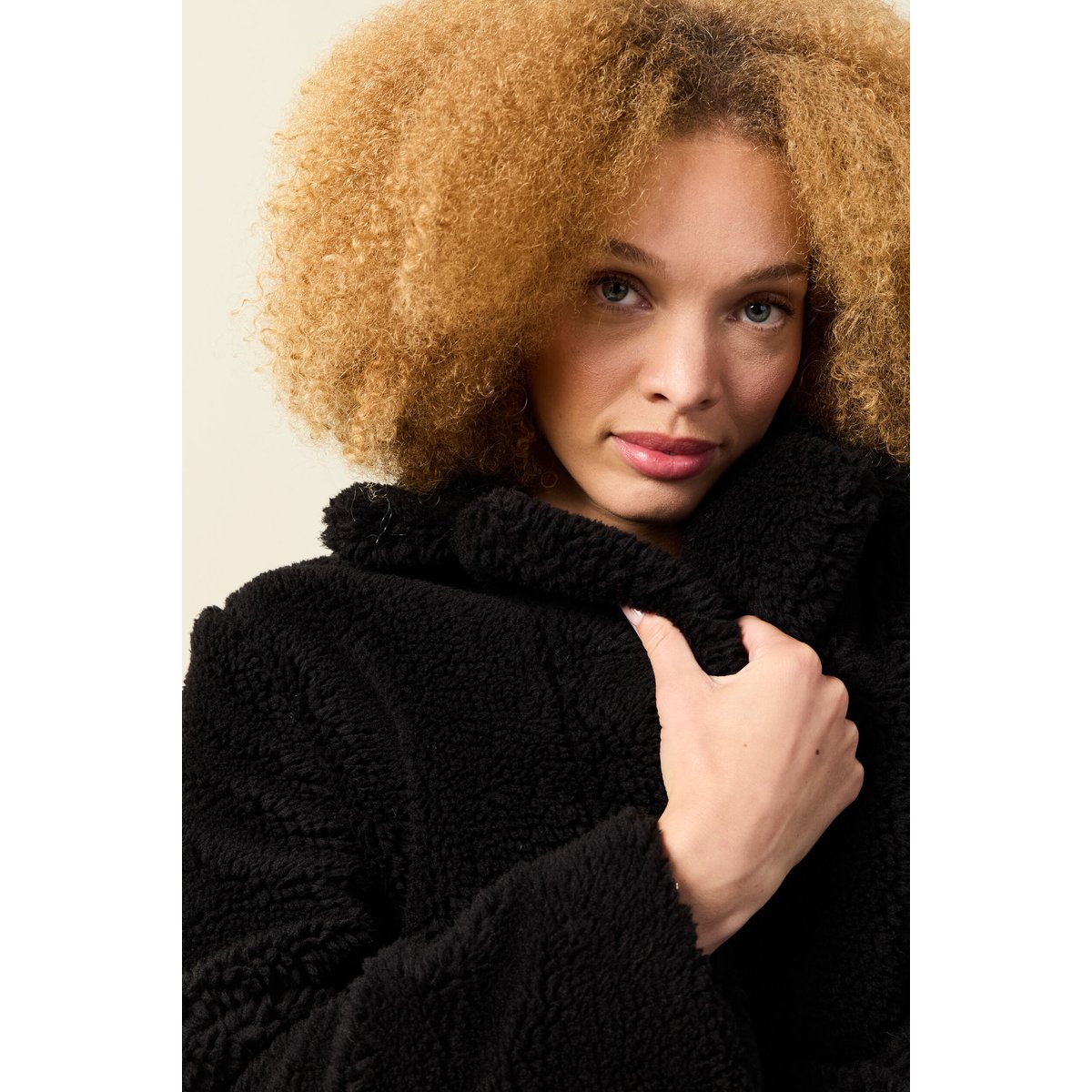 Manteau long laine mouton noir, BONOBO