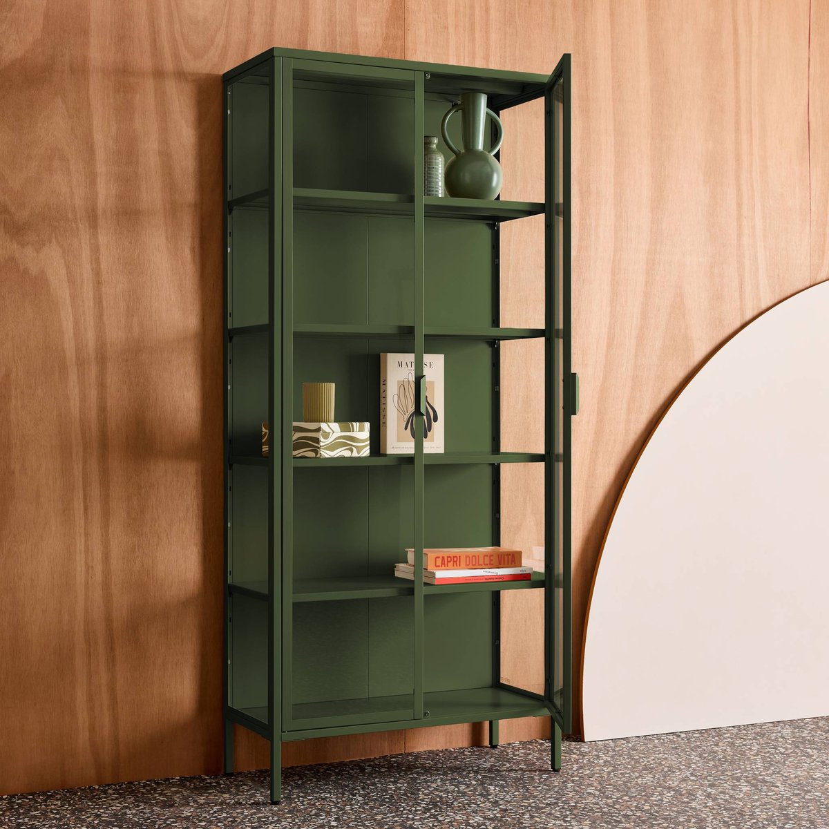 Buffet, vaisselier acier et verre trempé 2 portes 180cm ARKANSAS noir, SWEEEK