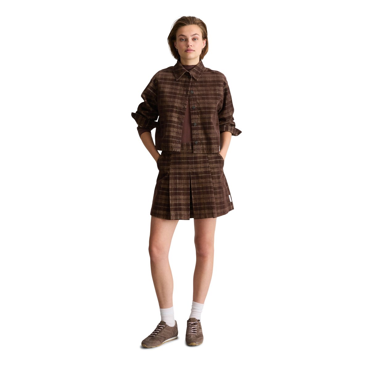Chemisier en velours côtelé à carreaux, coupe décontractée en pur coton biologique marron, MARC O’POLO DENIM