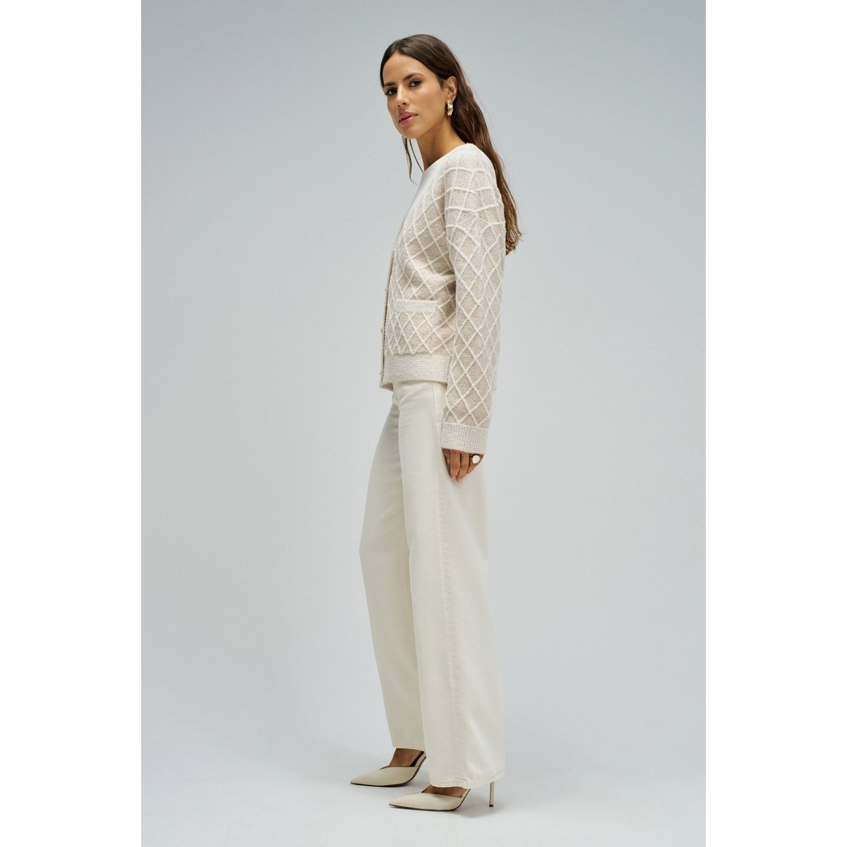 CARDIGAN COM JACQUARD E Fil textile beige, SALSA JEANS