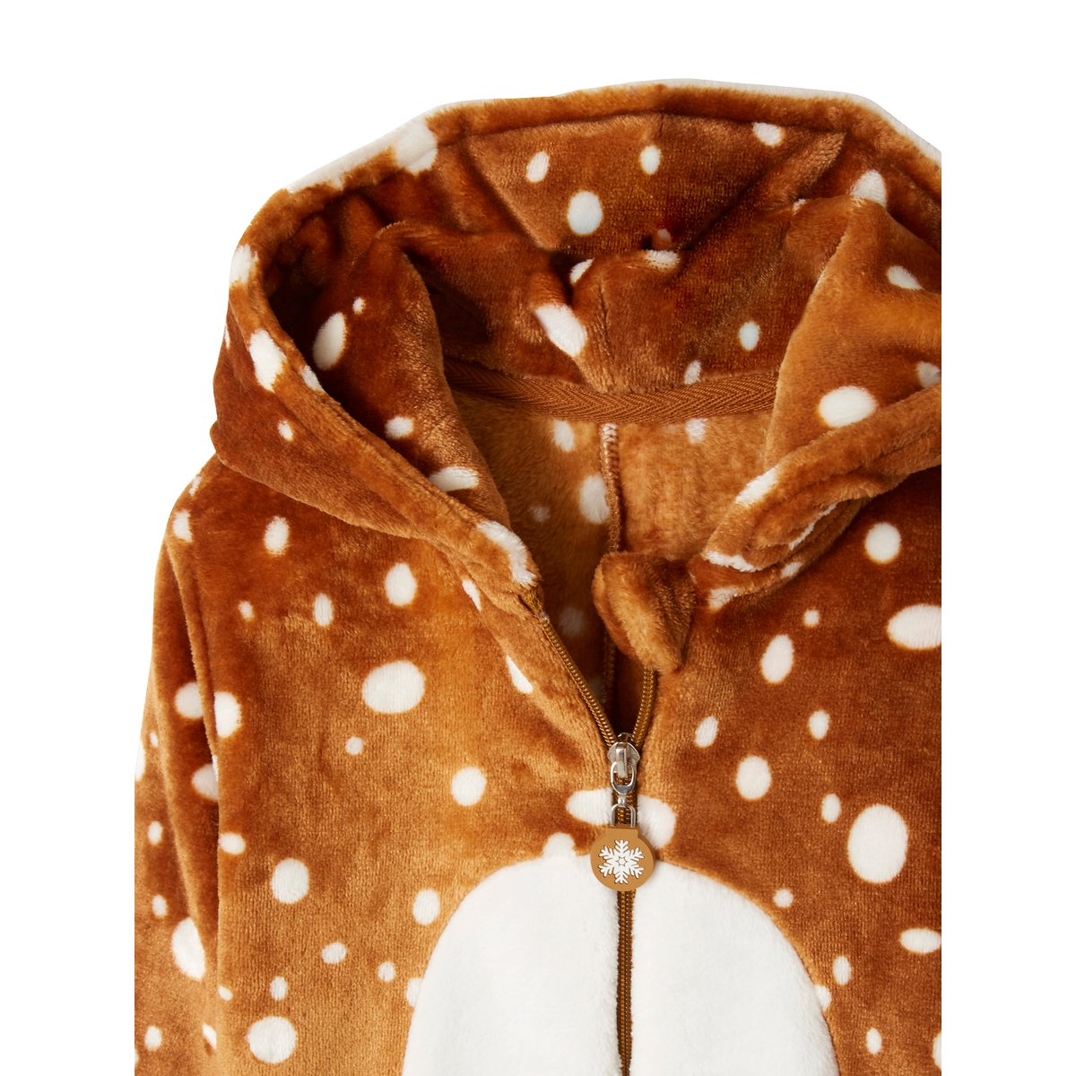 Surpyjama "Renne de Noël" effet peluche marron imprimé, VERTBAUDET