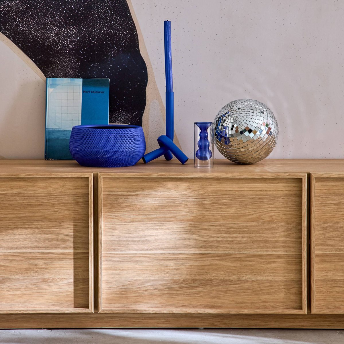Meuble TV décor bois 3 portes 180cm KUBA naturel, SWEEEK