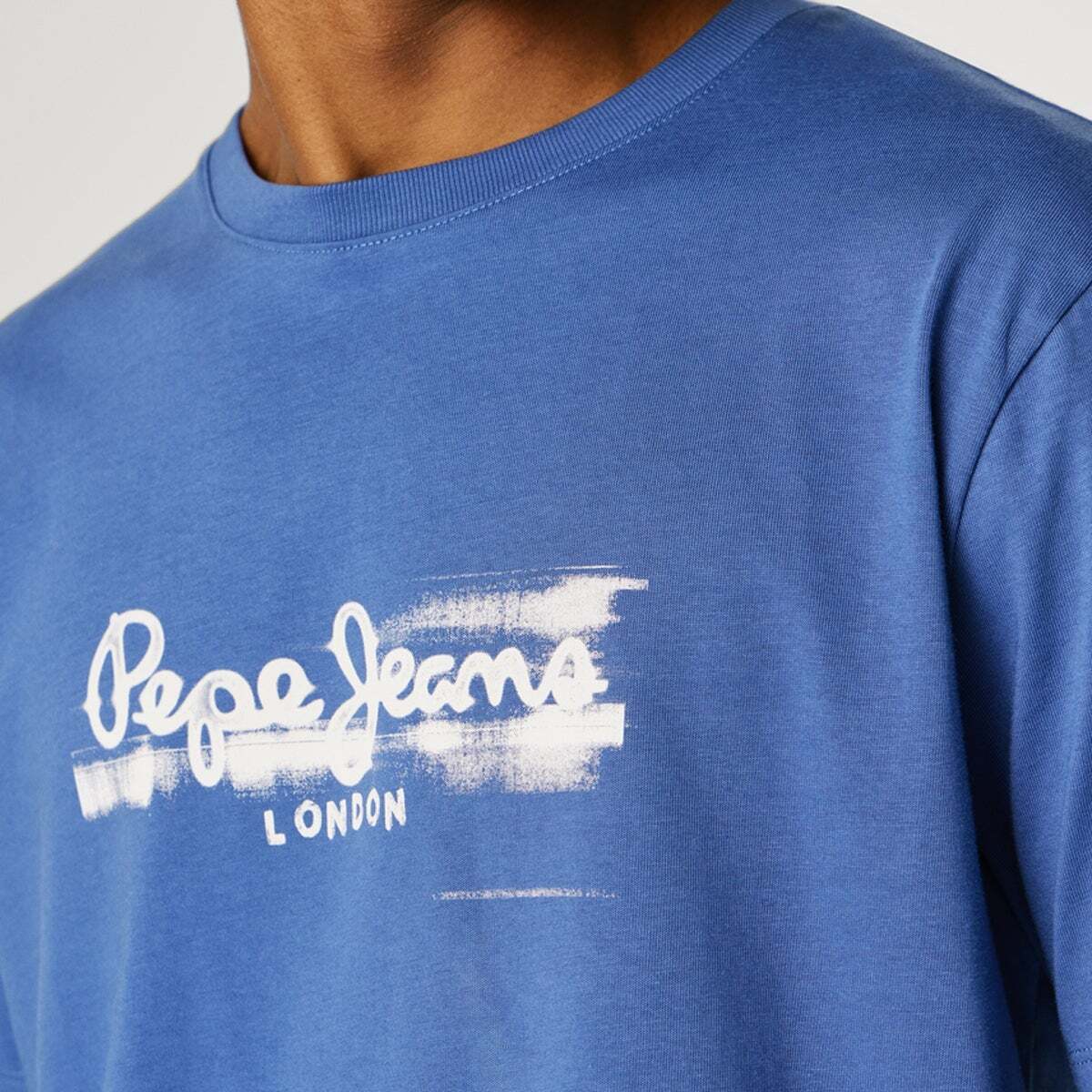 T-Shirt Coupe Regular Avec Logo Imprimé bleu marine délavé, PEPE JEANS