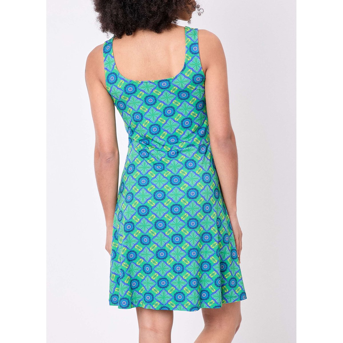 Robe imprimée maille rétro fluide DANETTE vert nairobi danette, PRINCESSE NOMADE
