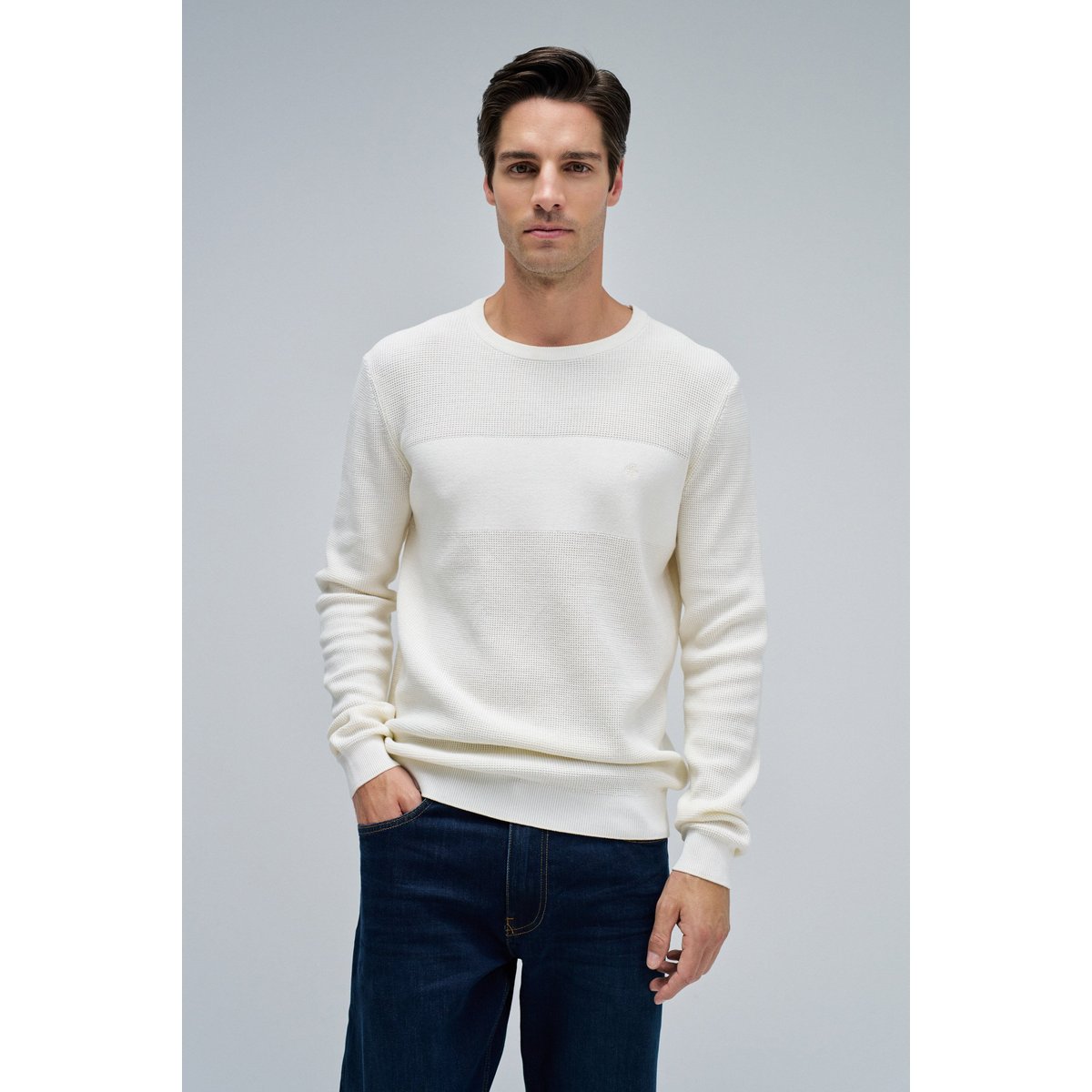 PULL EN MAILLE AVEC TEXTURE ecru, SALSA JEANS