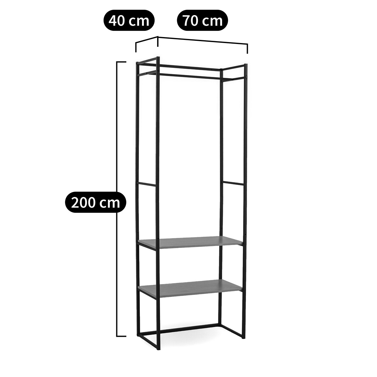 Kleiderschrankmodul Farla, L. 70 cm holz/metal, LA REDOUTE INTERIEURS