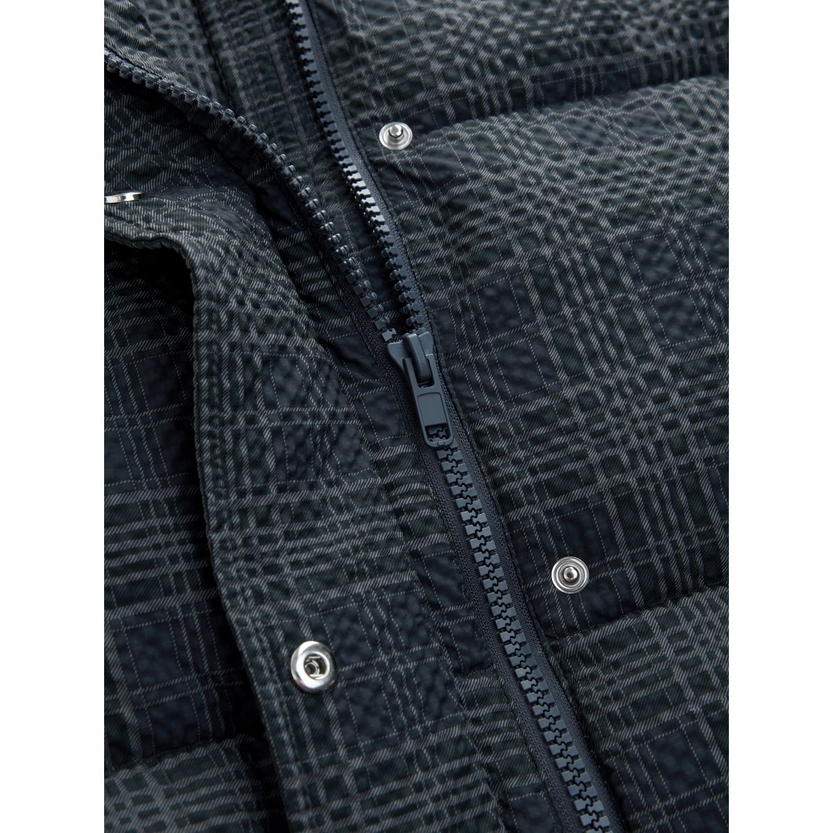 Manteau rembourré court à manches amovibles bleu marine à carreaux, NEXT