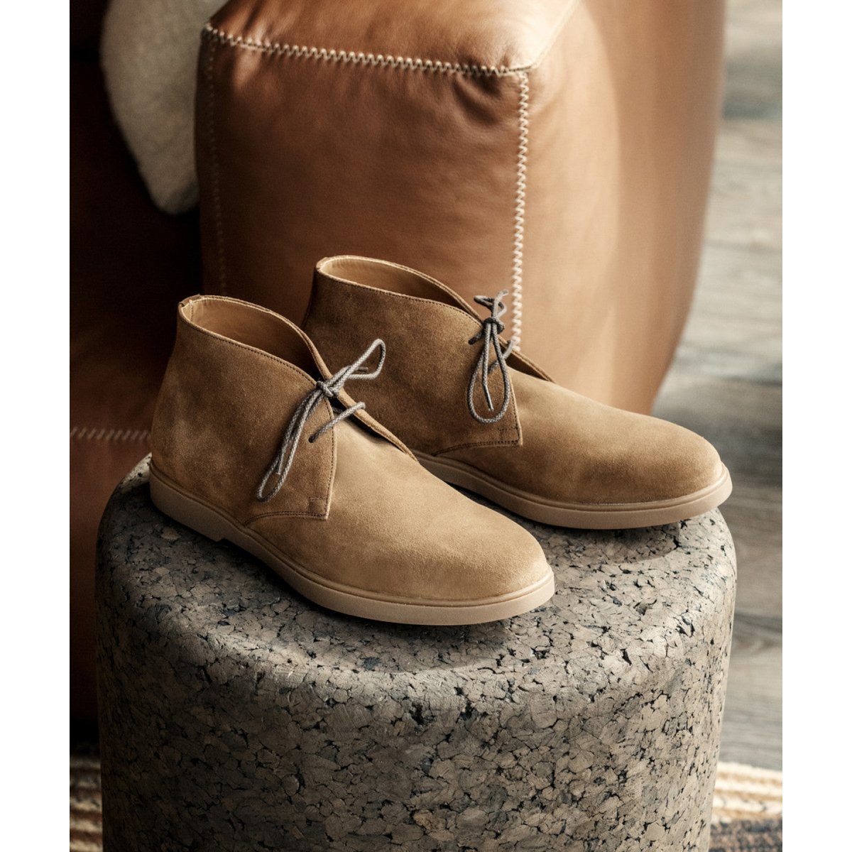 Bottines daim SAHARA marron clair, FINSBURY
