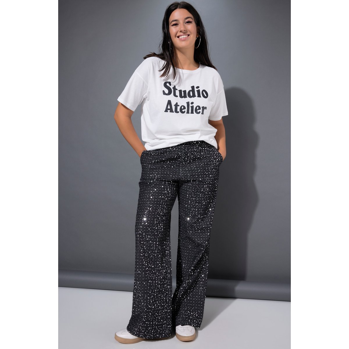 Jean coupe Wide Legs, aspect denim noir, STUDIO UNTOLD
