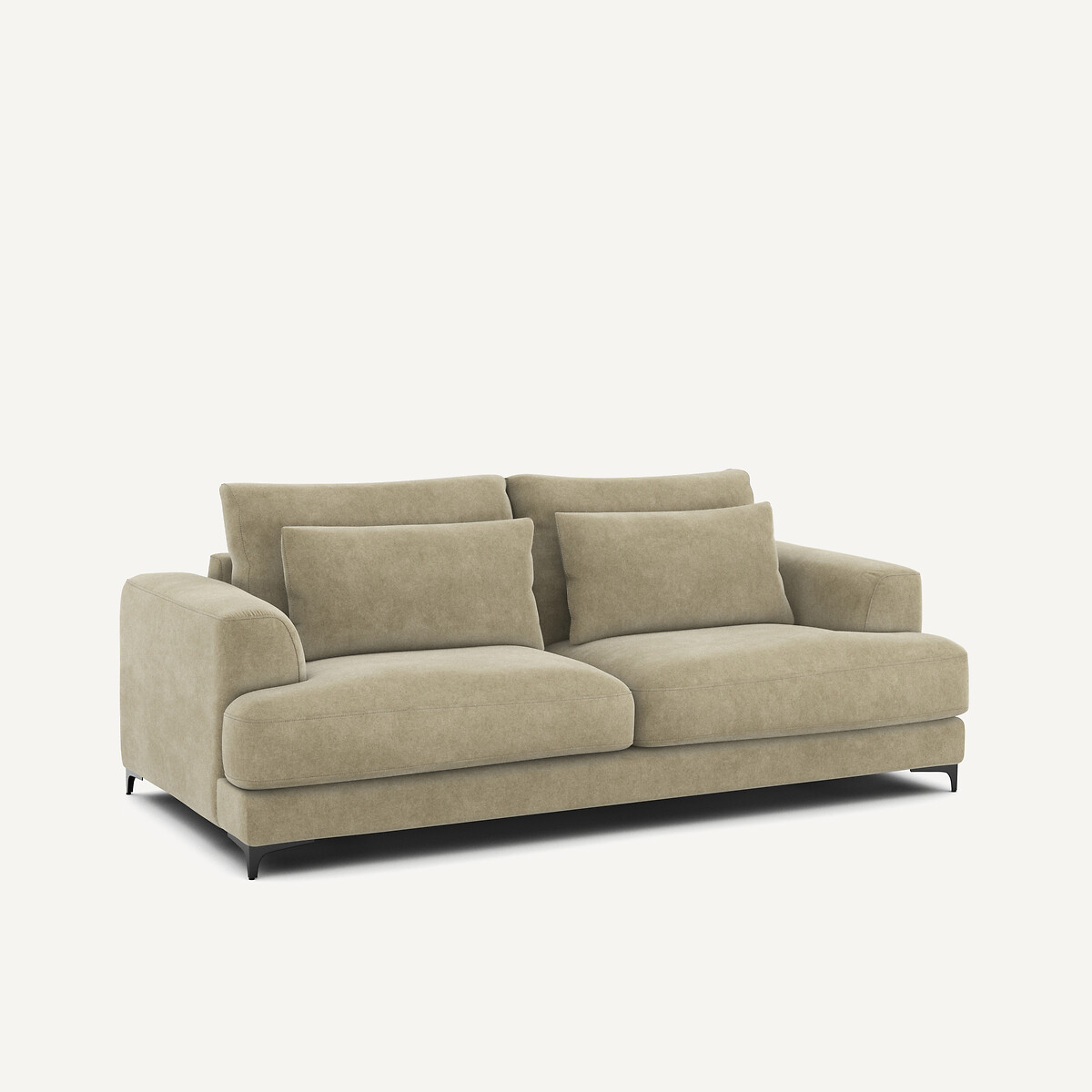 Canapé 3P convertible velours stonewashed, Marsile gris shiitaké, AM.PM