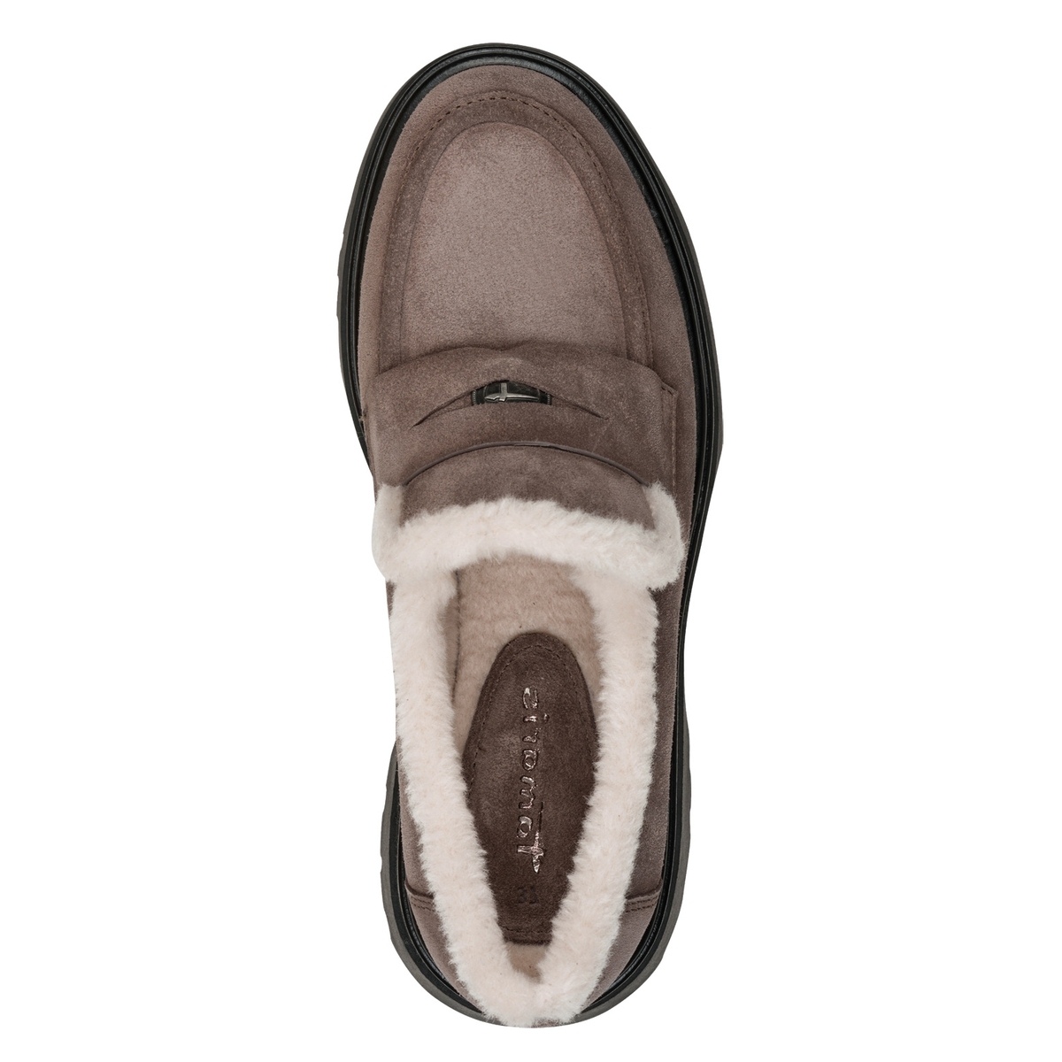 Slipper en cuir marron taupe, TAMARIS