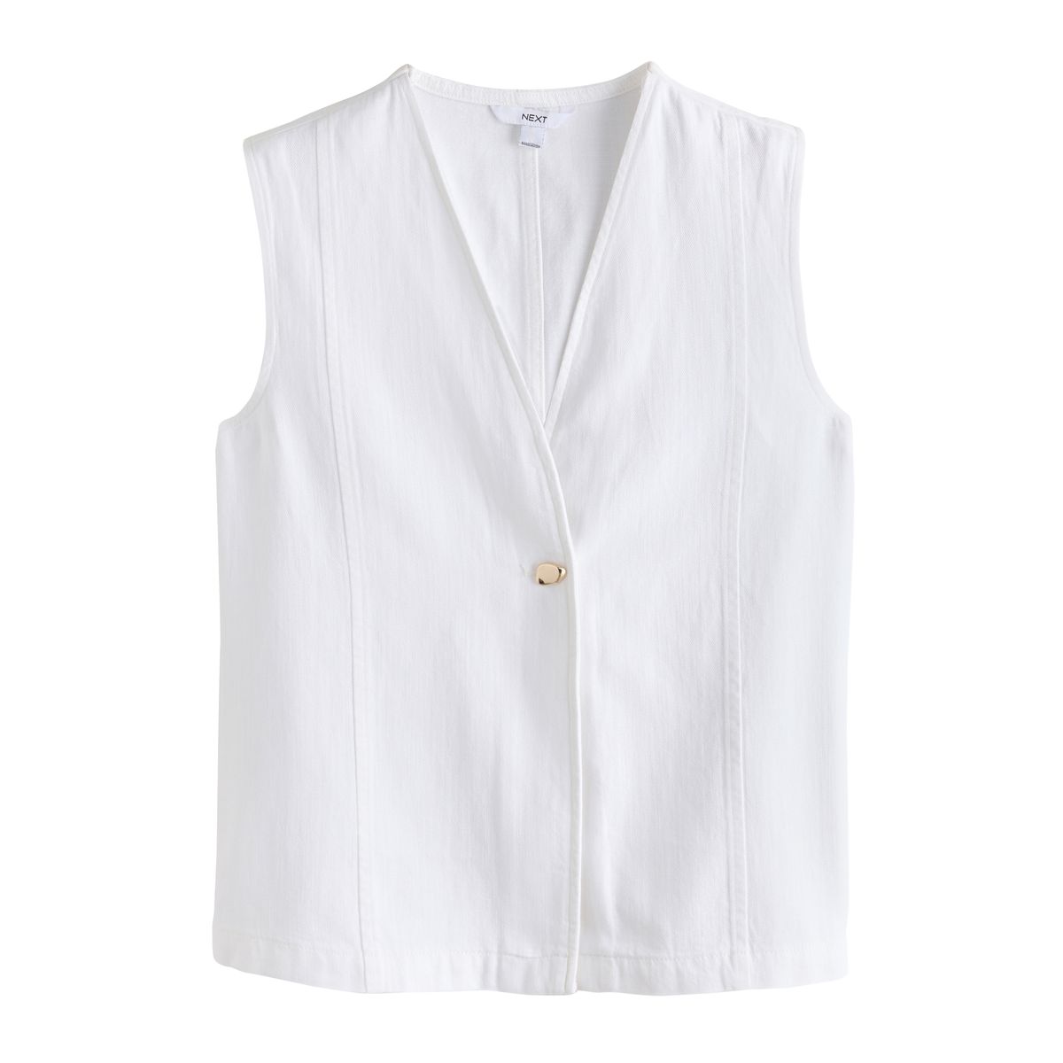 Gilet de costume en denim léger à col v écru, NEXT