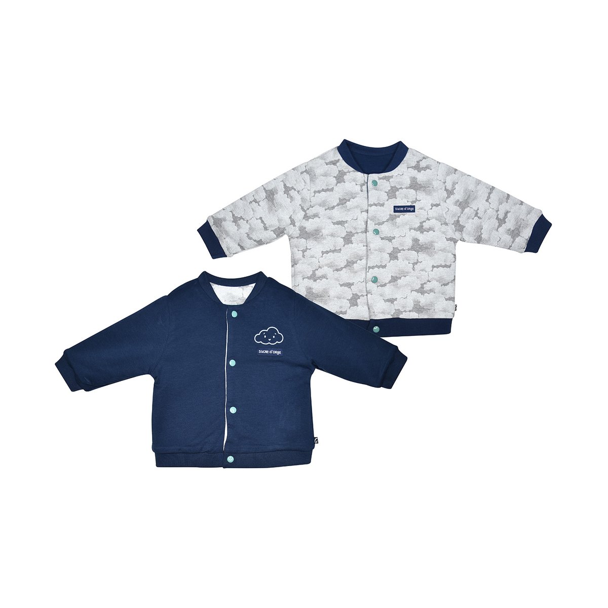 Cardigan maurin maille bebe bleu, SUCRE D'ORGE