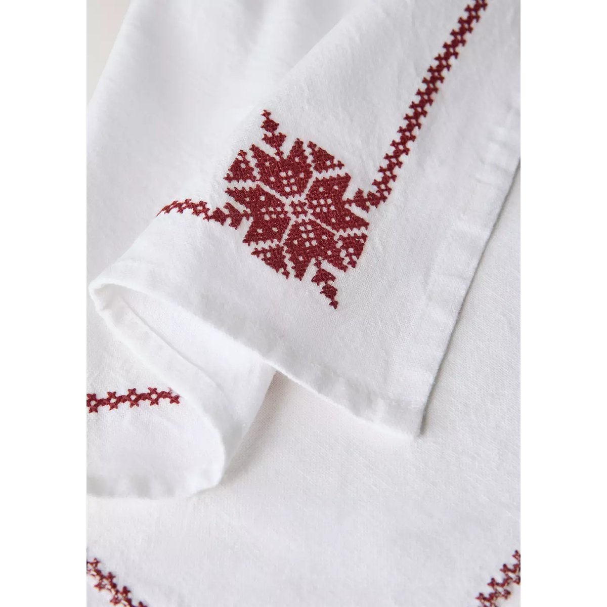 Lot de 2 serviettes de table 100 % coton avec broderie de Noël blanc, MANGO HOME