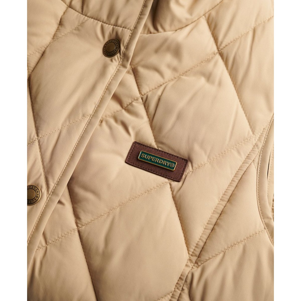 Veste sans manches à doublure bordée de velours côtelé beige shaker, SUPERDRY