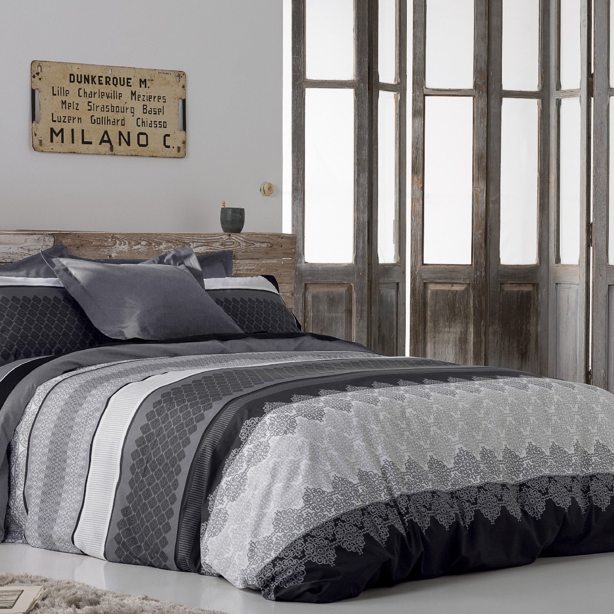 HOUSSE DE COUETTE MARBLE noir/gris, NAF NAF HOME