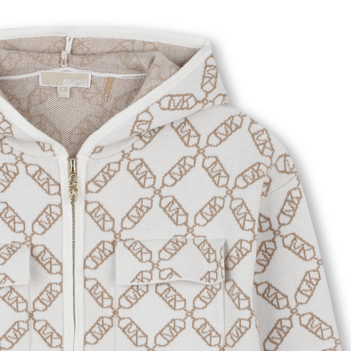 Cardigan à capuche ecru beige, MICHAEL KORS