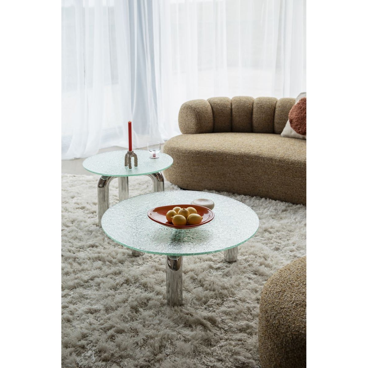 Table basse design ronde en métal, L.60 , MARLY chrome, DUTCHBONE