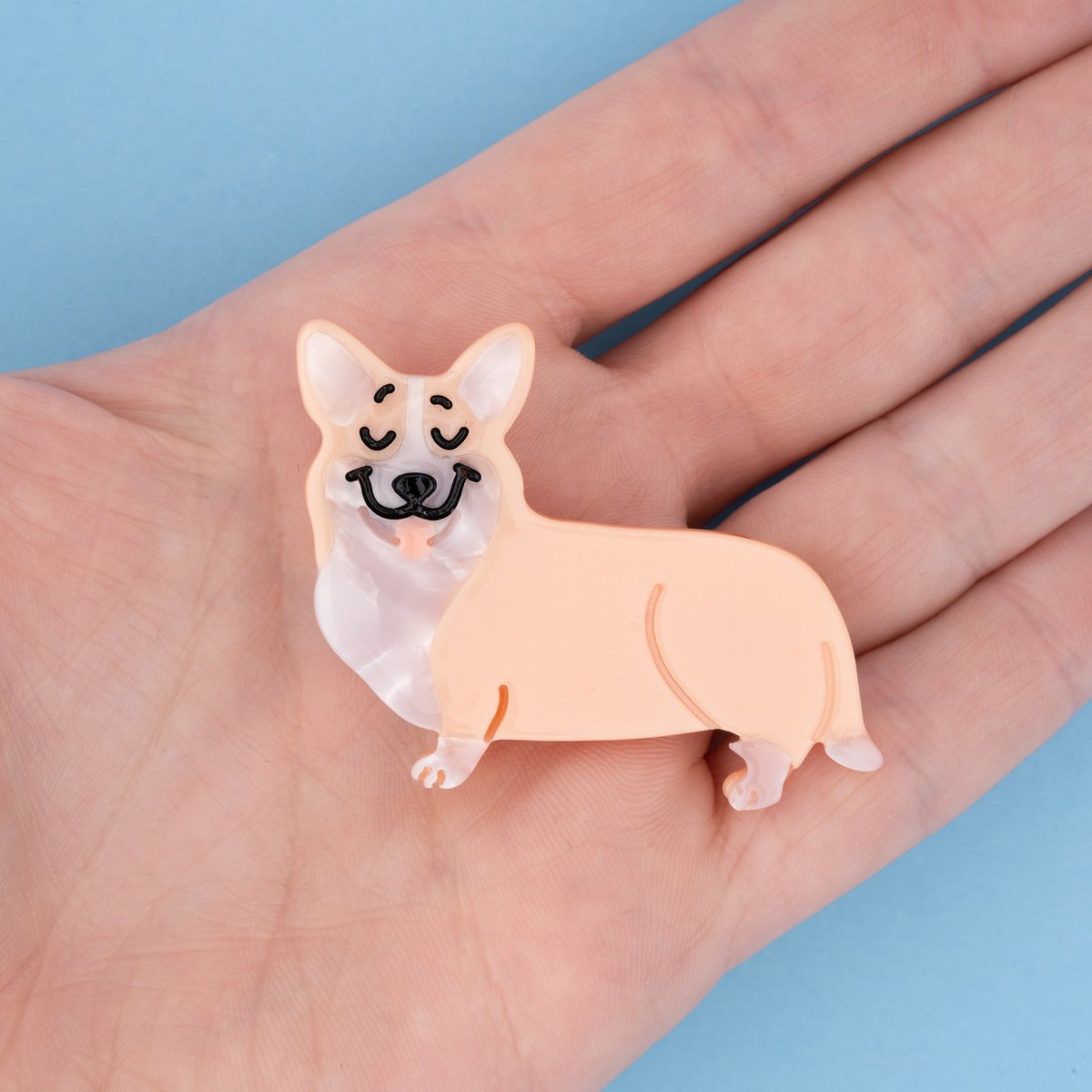 Barrette CORGI beige et blanc, COUCOU SUZETTE