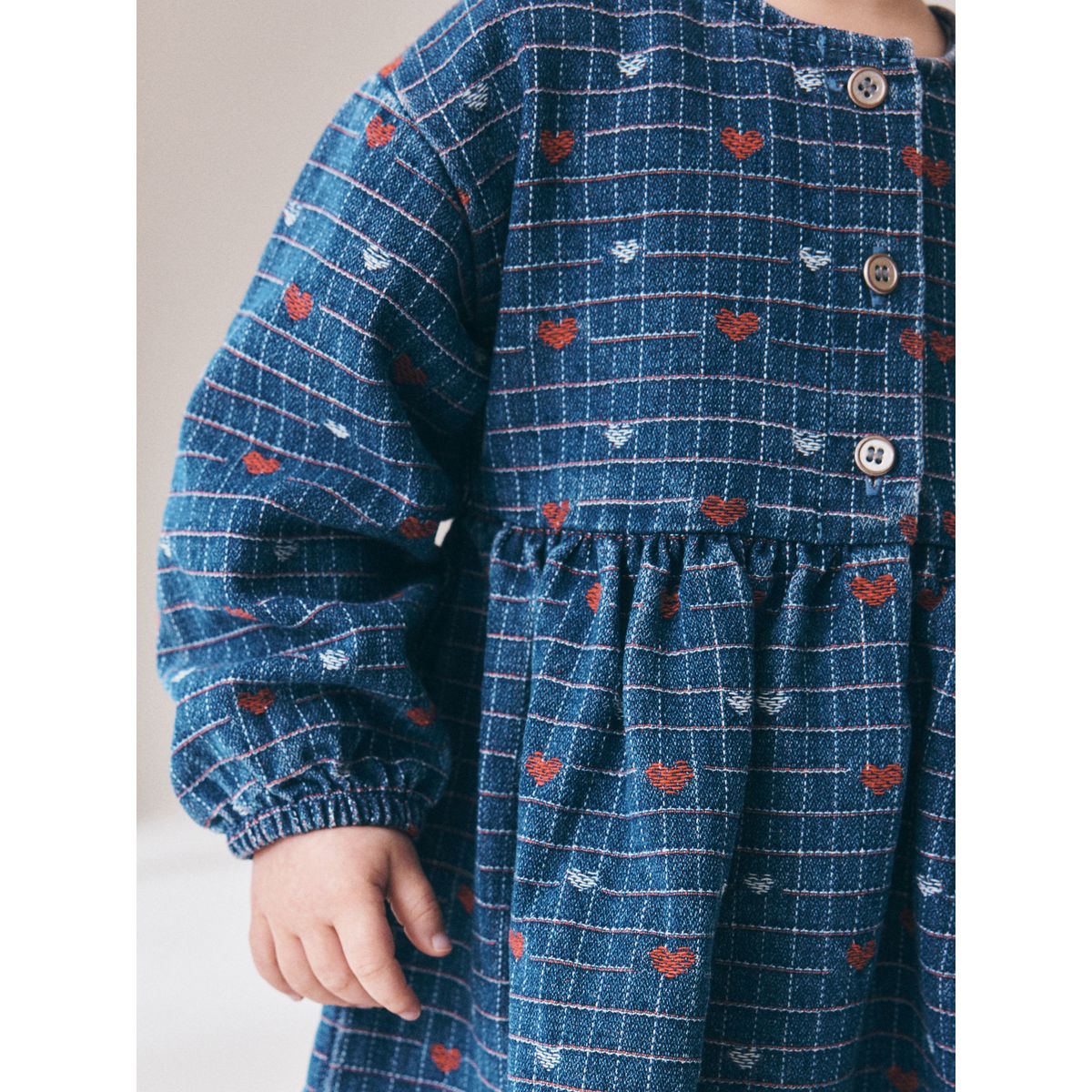 Robe en denim manches longues avec cœur jena bleu, NEXT