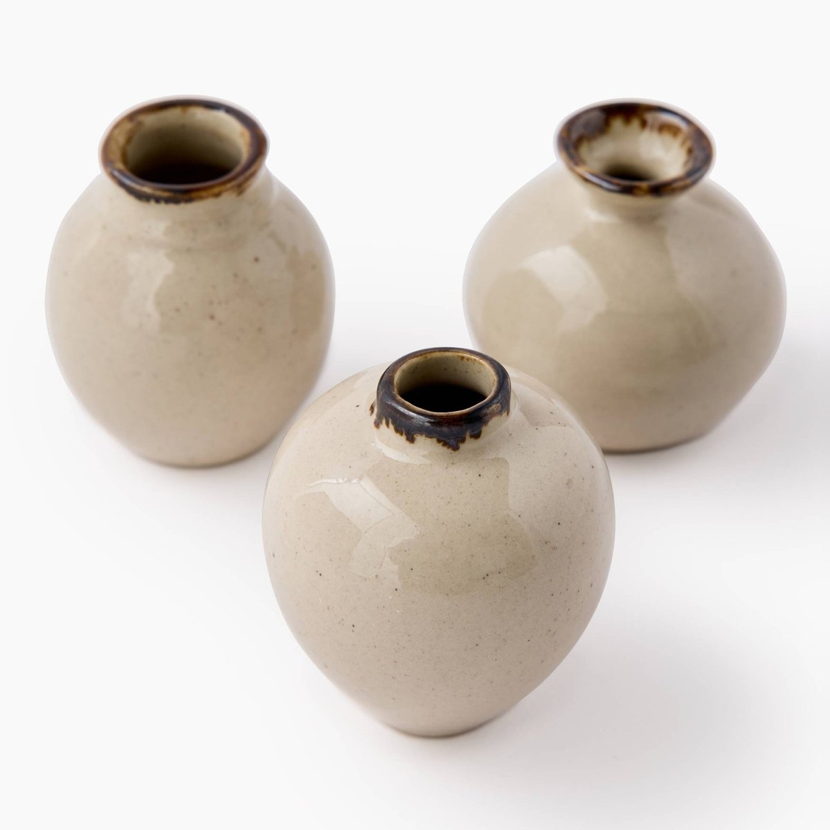 Lot 3 mini vases, H4cm, en céramique blanc, MONOPRIX