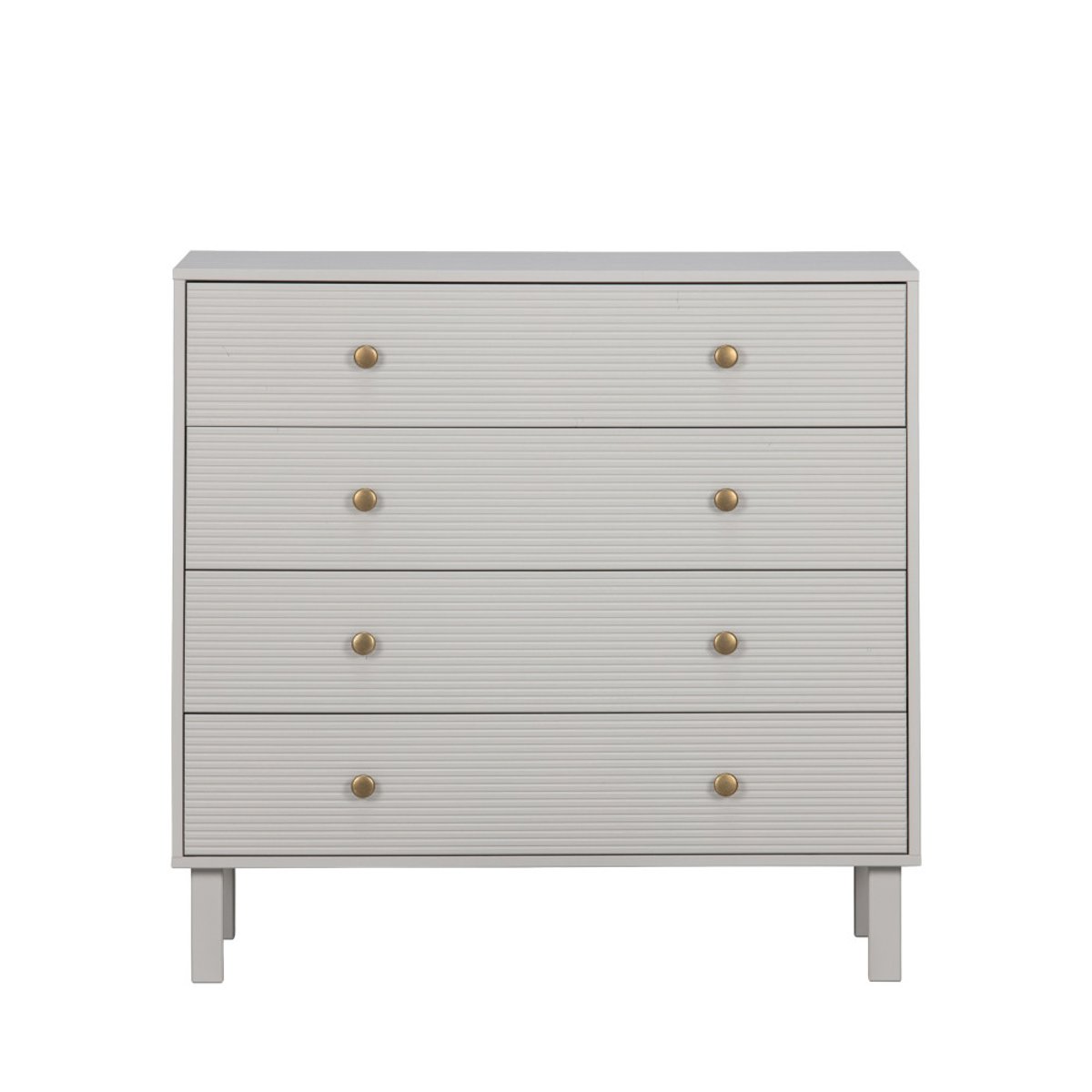 Commode 4 tiroirs en bois L94cm- MADU gris clair, WOOOD