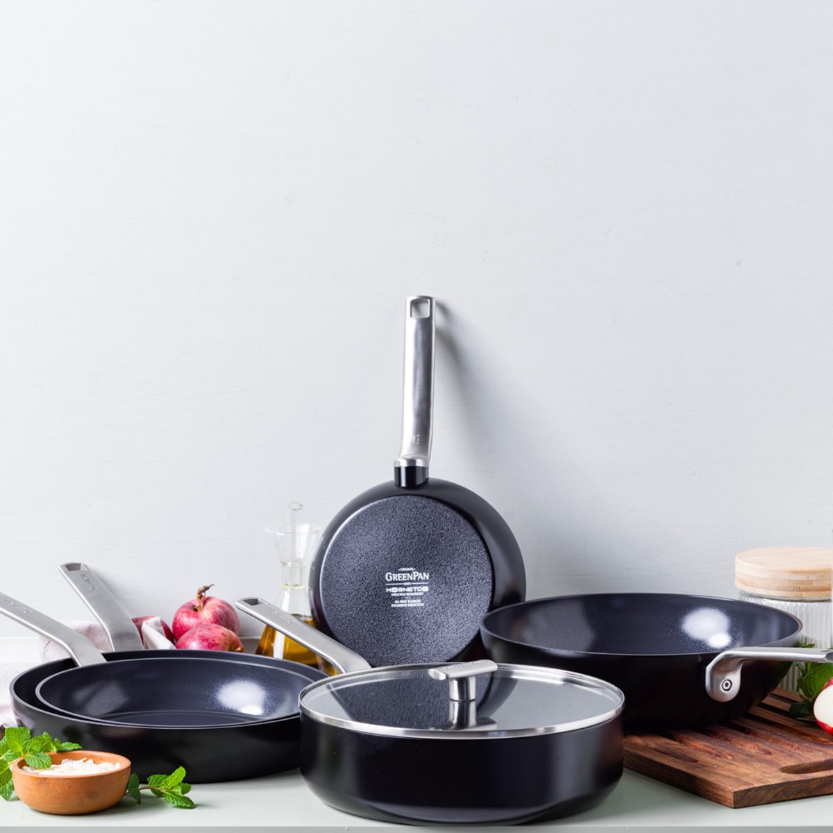 Set 2 Poêles 20 et 28 cm aluminium forgé revêtement céramique  -Evolution noir, GREENPAN