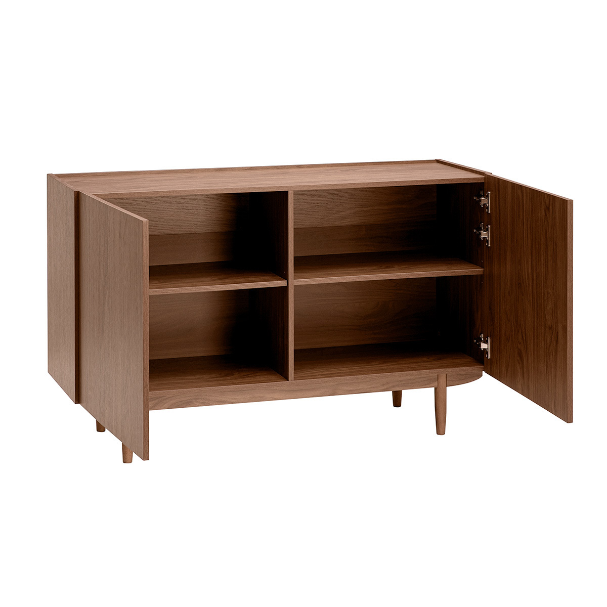 Buffet vintage finition bois foncé noyer 2 portes L120 cm SANAA couleur unique, MILIBOO