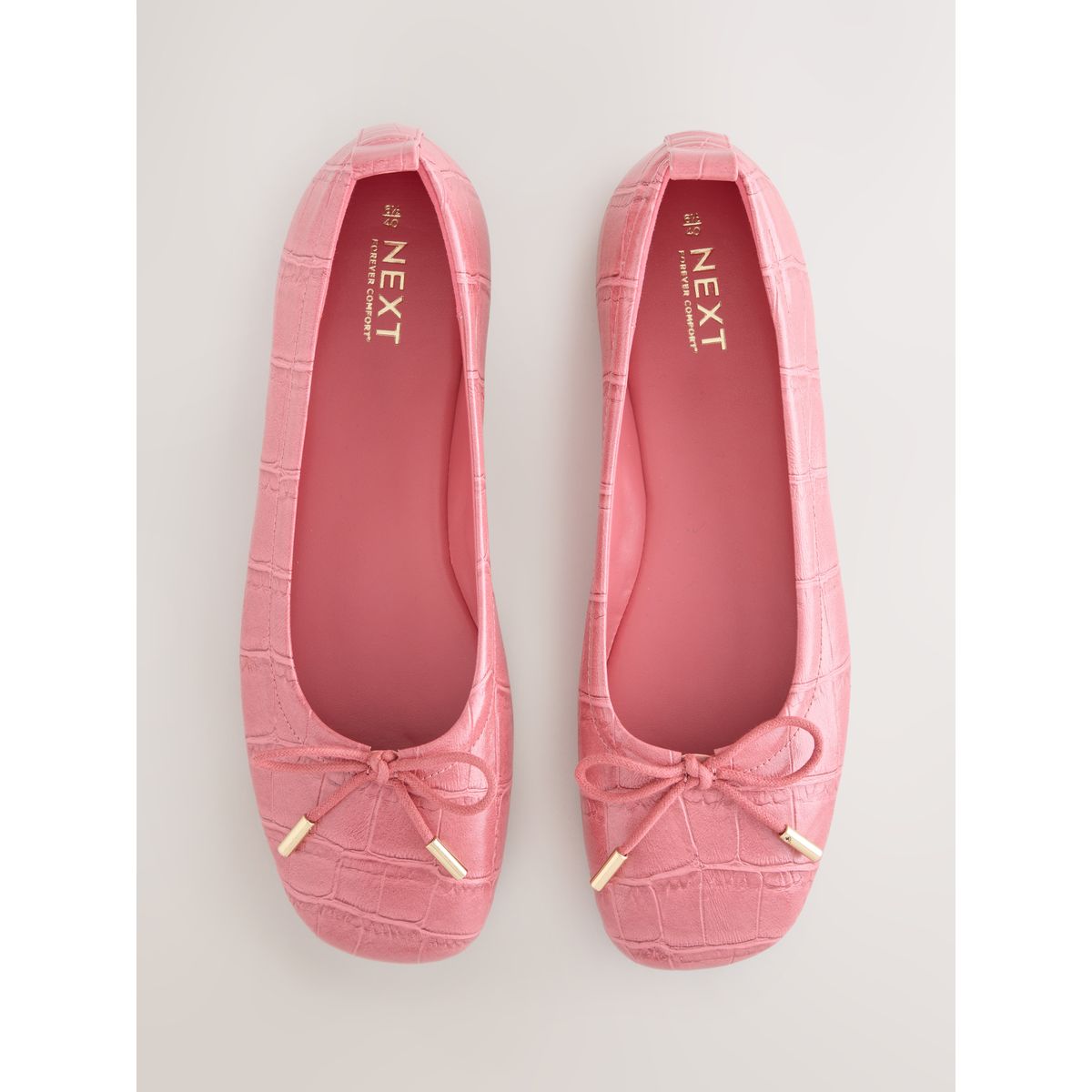 Ballerines forever comfort® à bout carré crocodile rose, NEXT