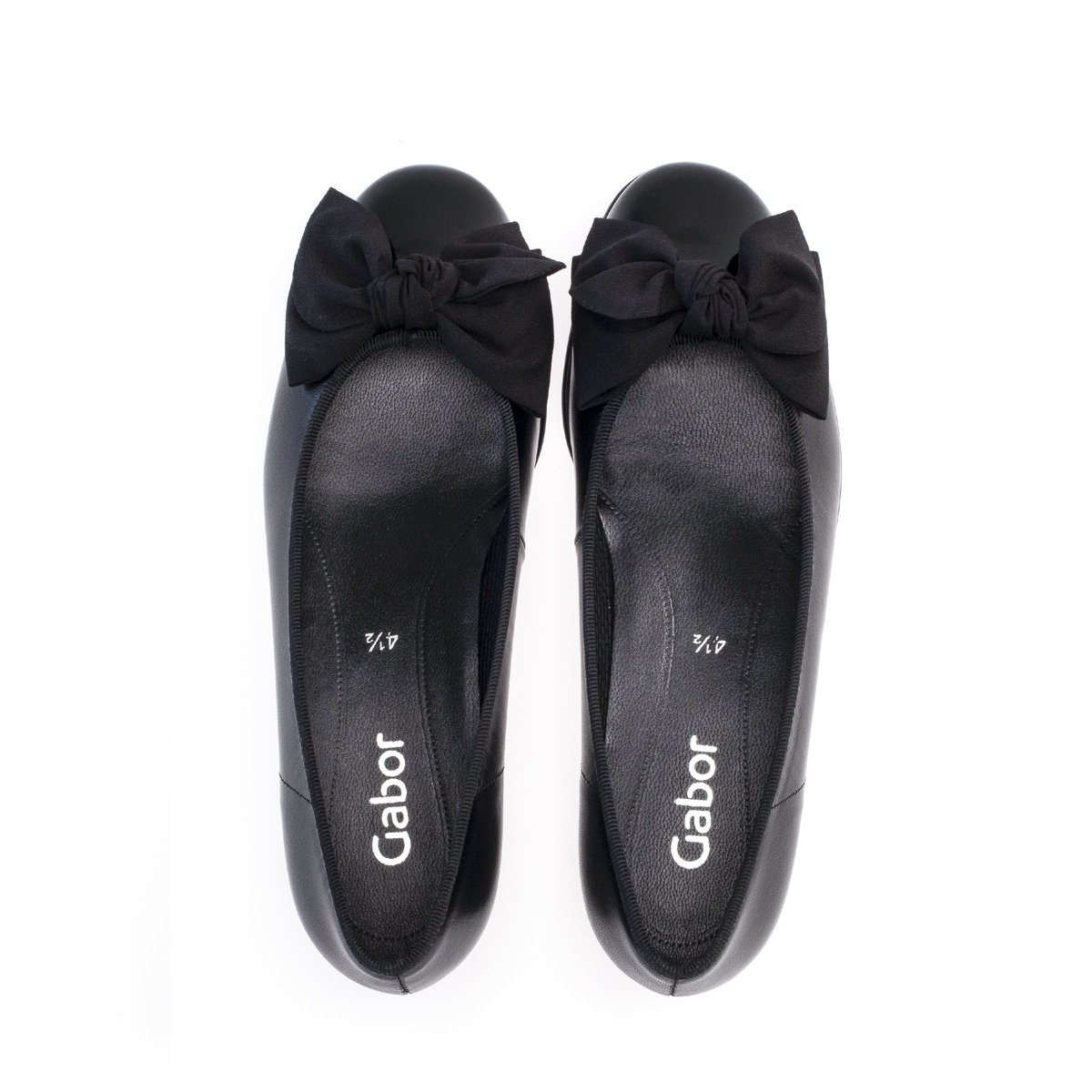 Ballerines en cuir vernis à talon décroché noir vernis, GABOR