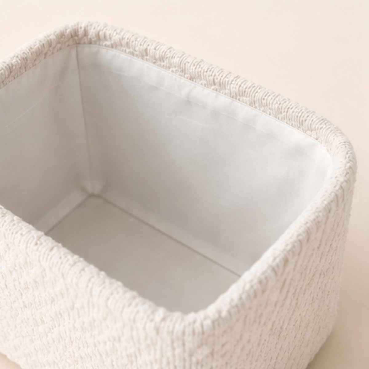 Lot de 3 paniers en bouclette beige, AZAO
