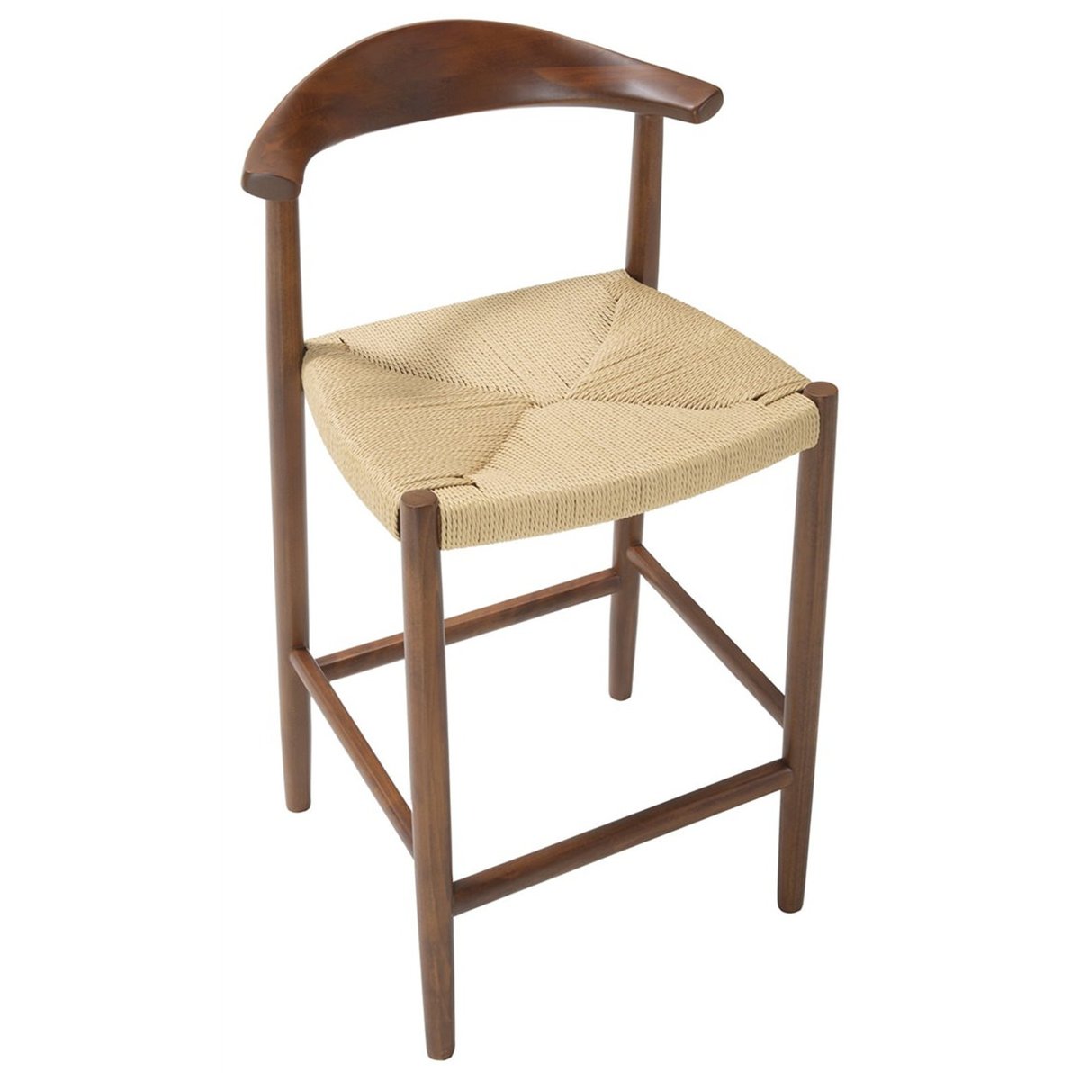 Tabouret haut en hêtre et corde de papier noyer, naturel, RECOLLECTION
