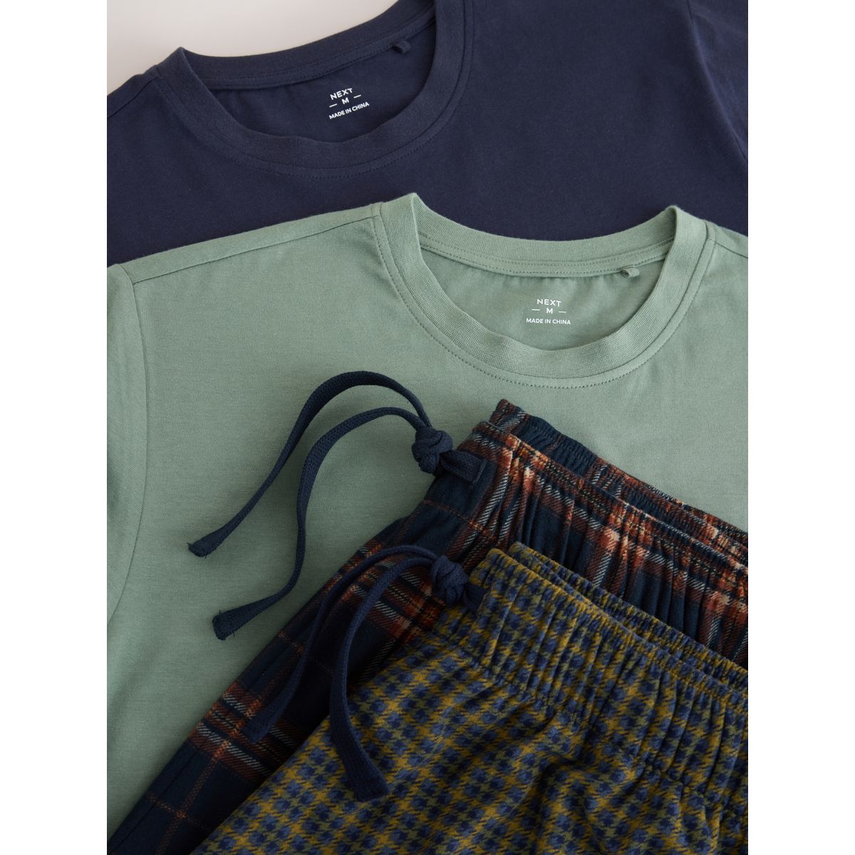 Pyjama confortable en jersey, lot de 2 bleu marine/vert, NEXT