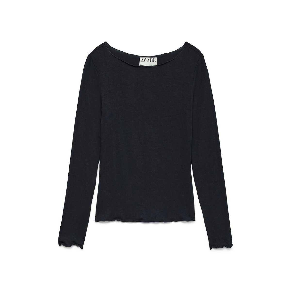 T-shirt col rond, à manches longues noir, VERO MODA