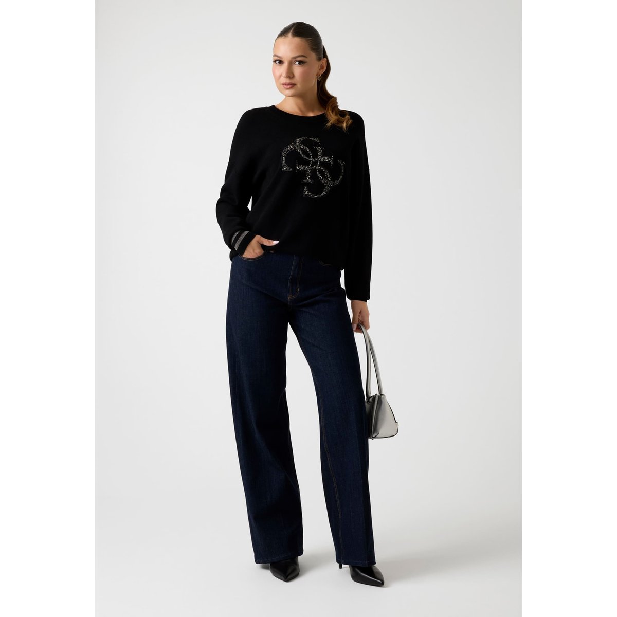 Pull-Over Logo Clouté noir, GUESS