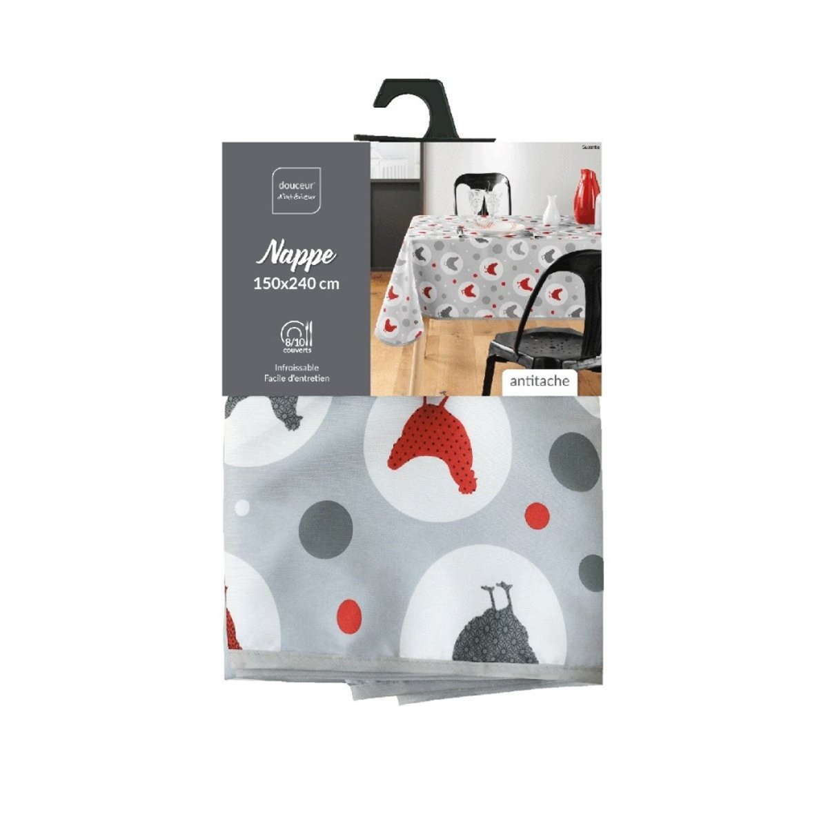 Nappe Rectangulaire 150x240  Suzette Gris gris, DECORATIE