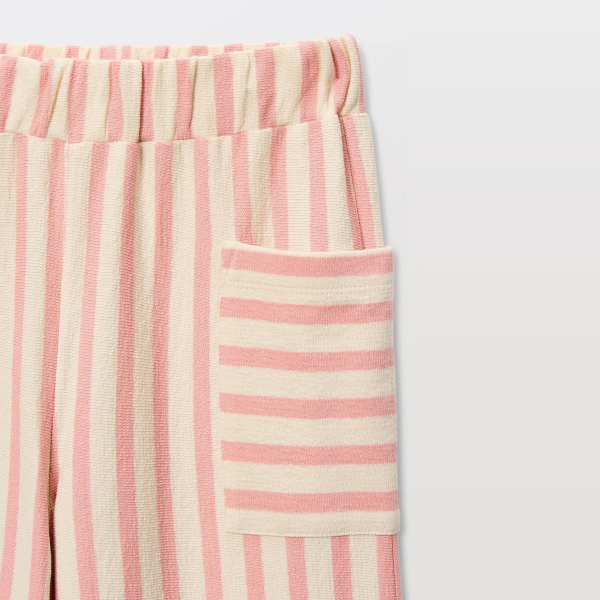 Pantalon large rayé en coton shrimp, MONOPRIX