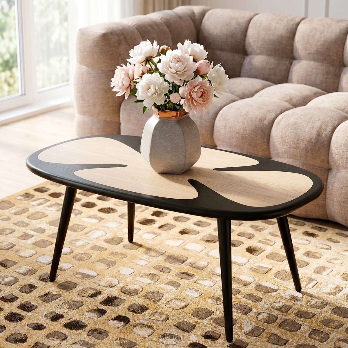 Table basse en frêne, PETAL noir, KARE DESIGN