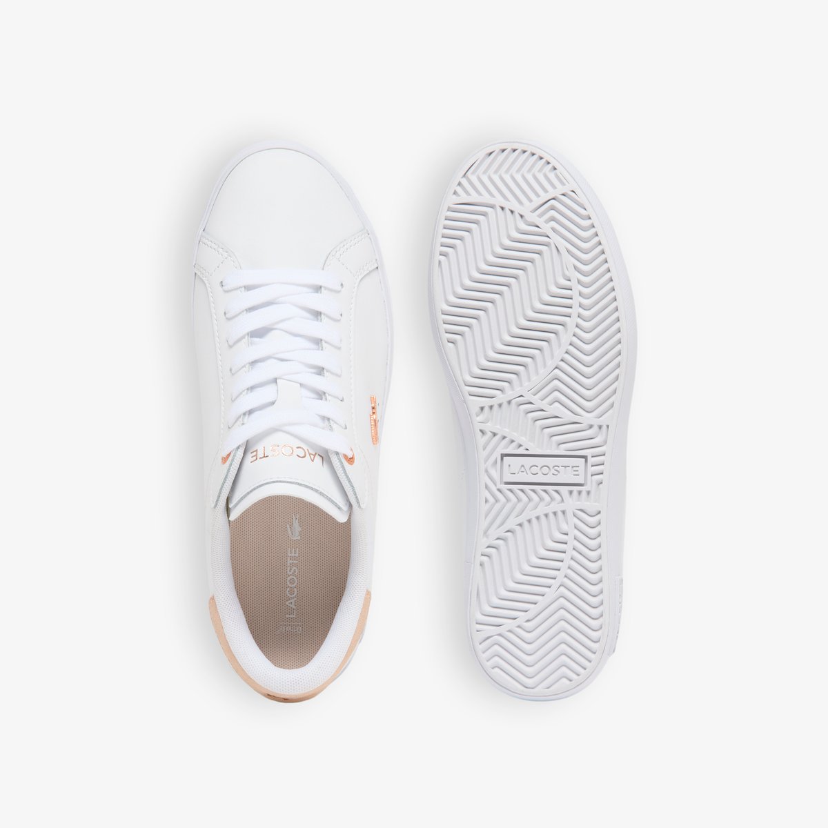 Sneakers Powercourt femme en cuir blanc-1y9, LACOSTE