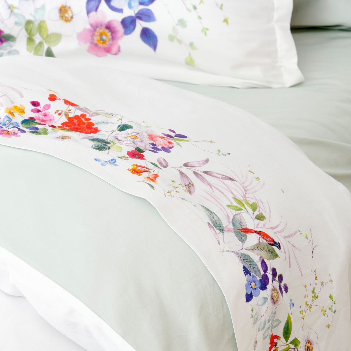 Housse De Couette Satin De Coton - CARMEN fleurs, TRADITION DES VOSGES