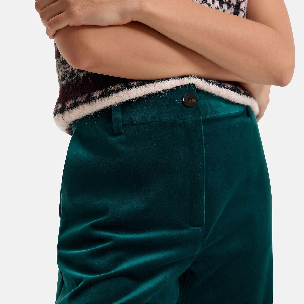 Pantalon flare en velours lisse, Signature, DONATIEN vert foncé, LA REDOUTE COLLECTIONS