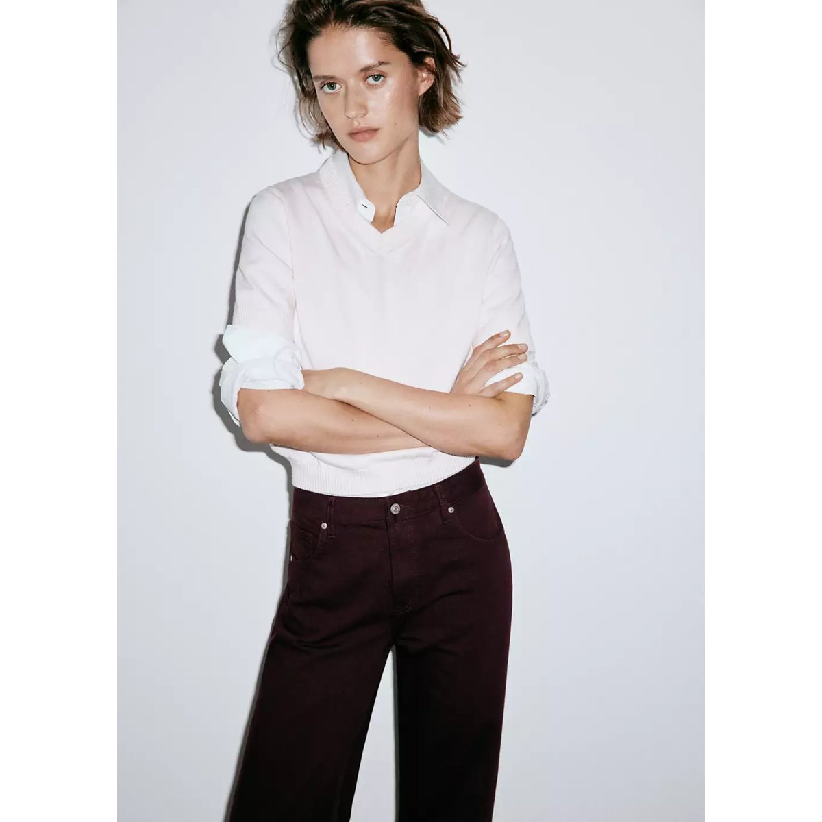 Jean Miami droit taille normale lie de vin, MANGO
