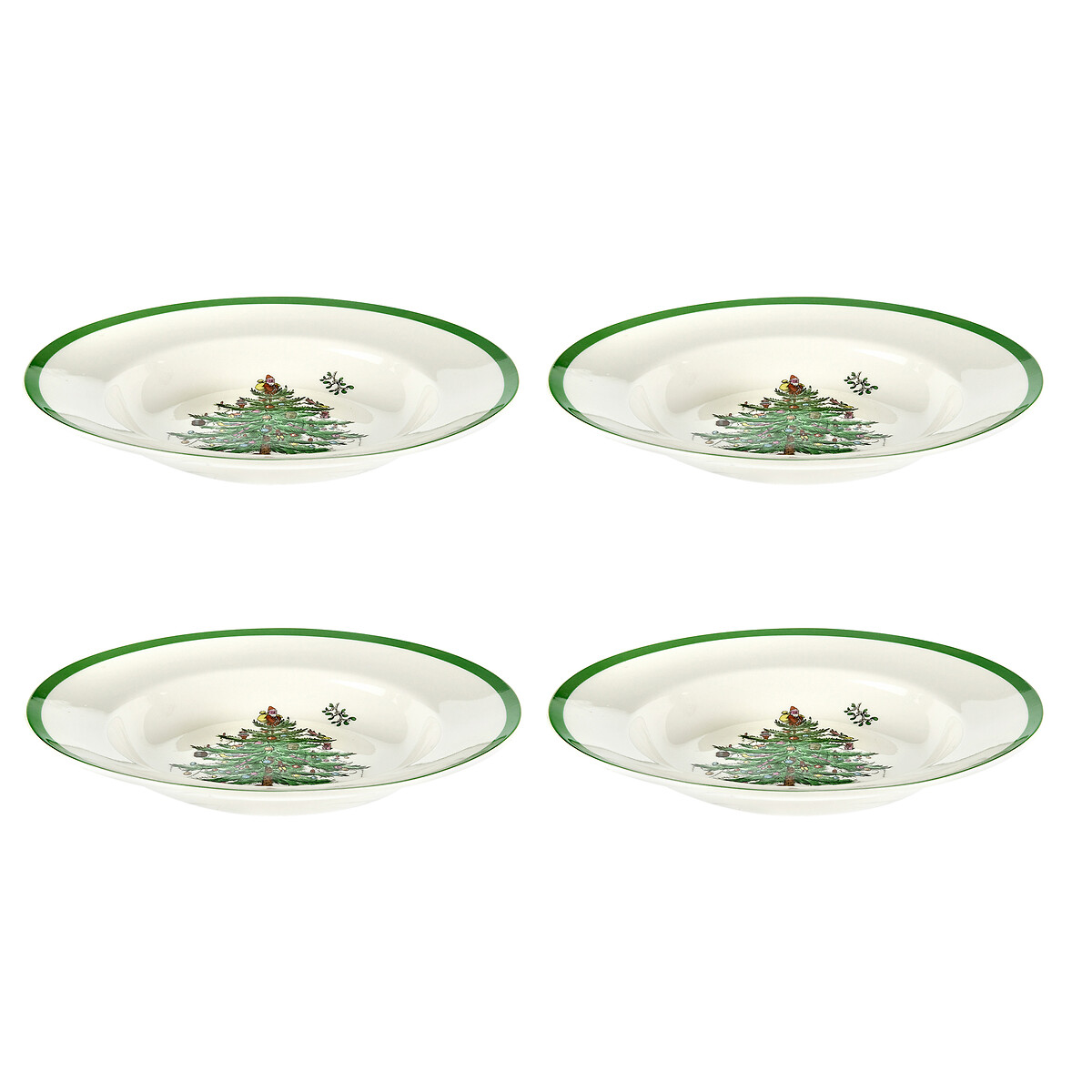 Set of 4 Christmas Tree Soup Plates white, SPODE
