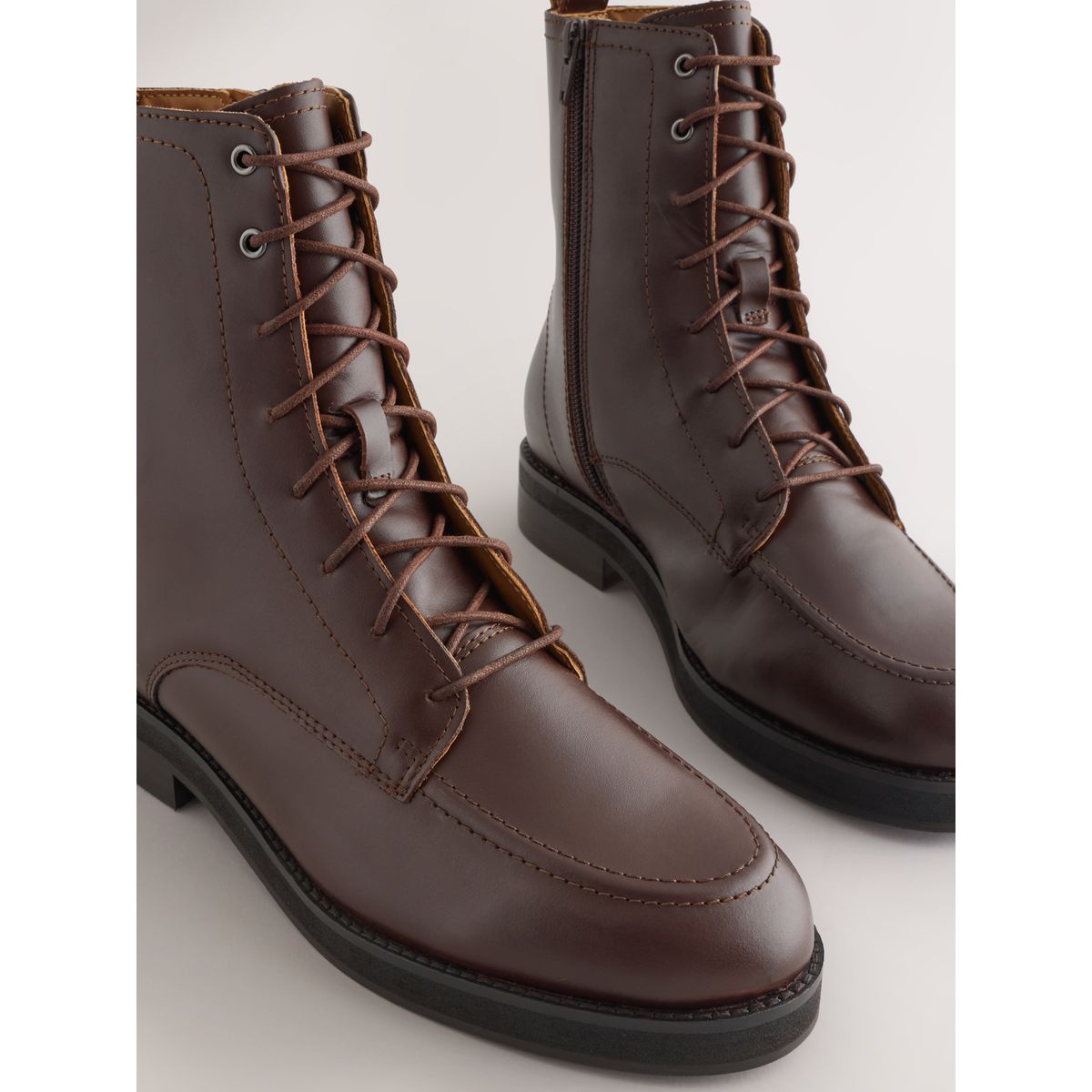Bottines forever comfort® à lacets cuir rouge bourgogne, NEXT