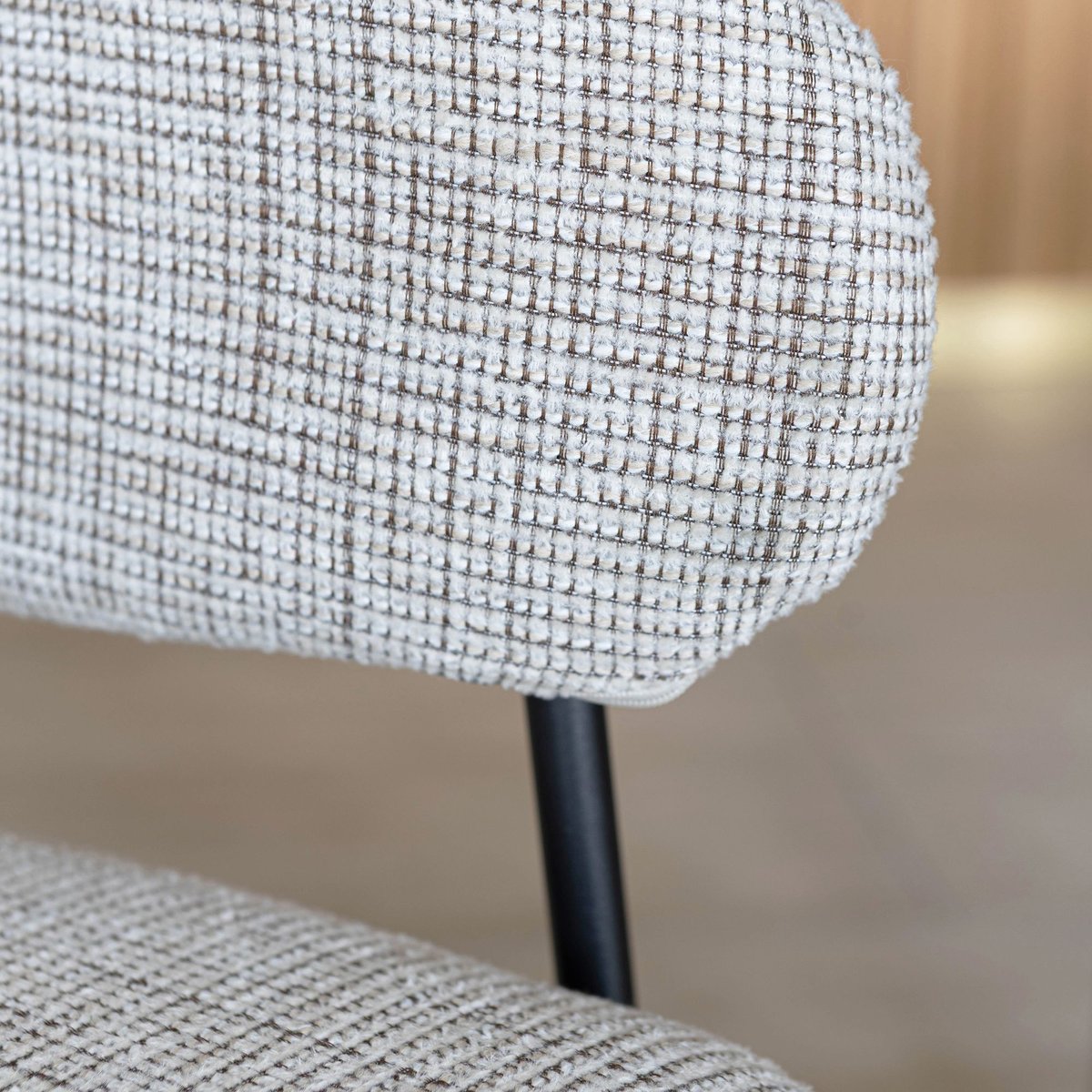 Lot de 2 fauteuils de table en tissu et pieds en métal, EROS beige, NOW'S HOME