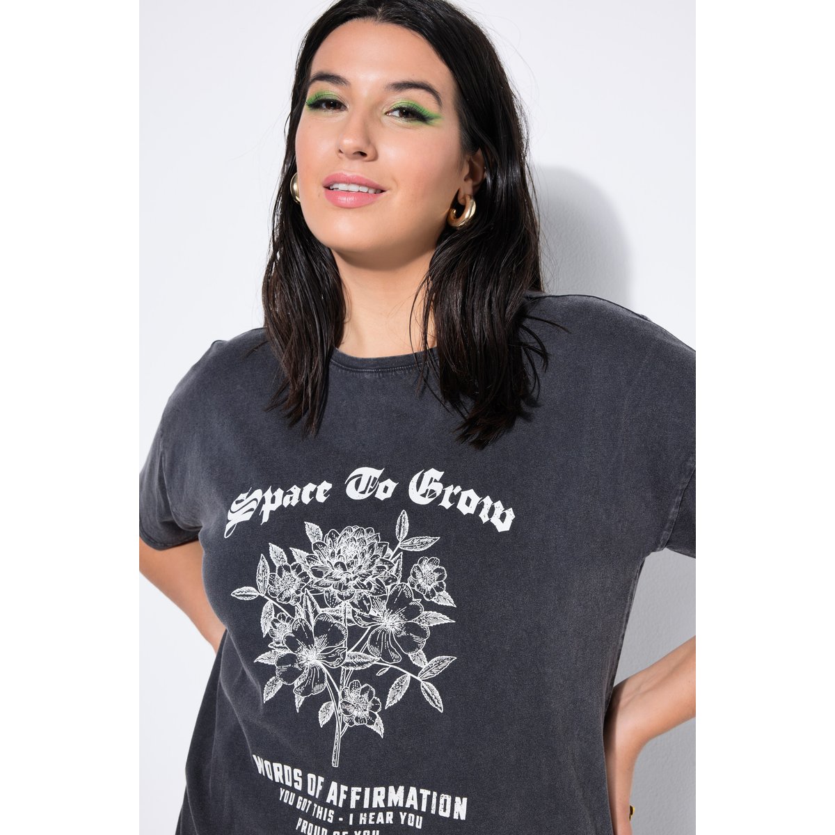 T-shirt imprimé à fleurs BLOSSOM chiné anthracite, STUDIO UNTOLD