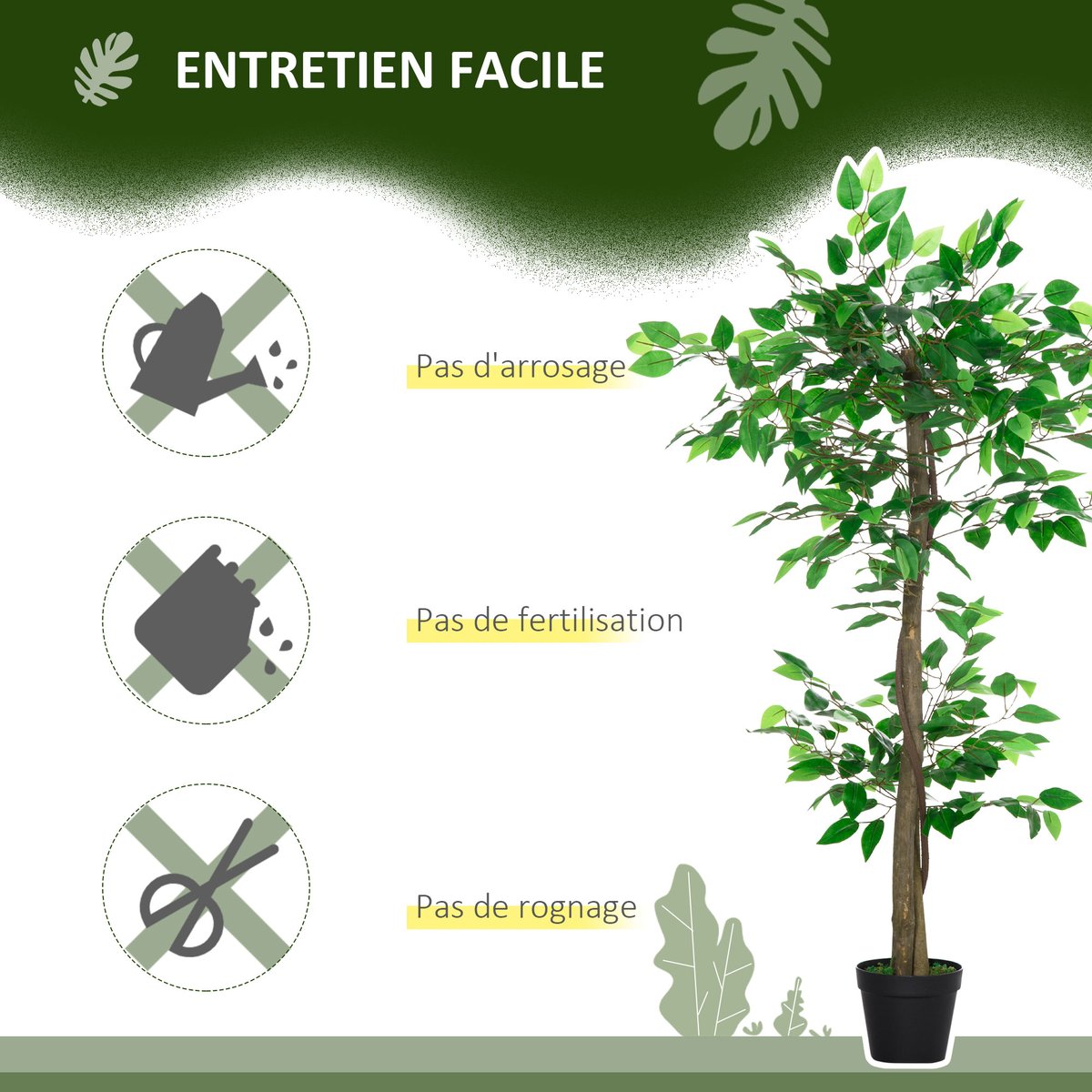 Plantes artificielles Plastique Vert vert, OUTSUNNY