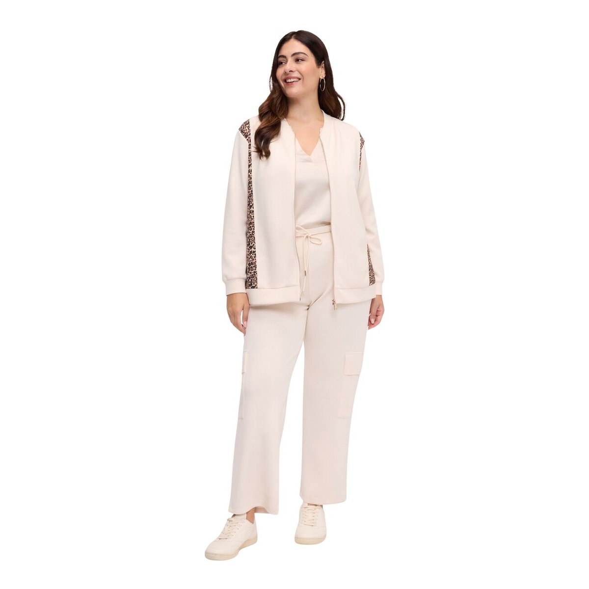 Pantalon cargo à imprimé tacheté beige, FIORELLA RUBINO